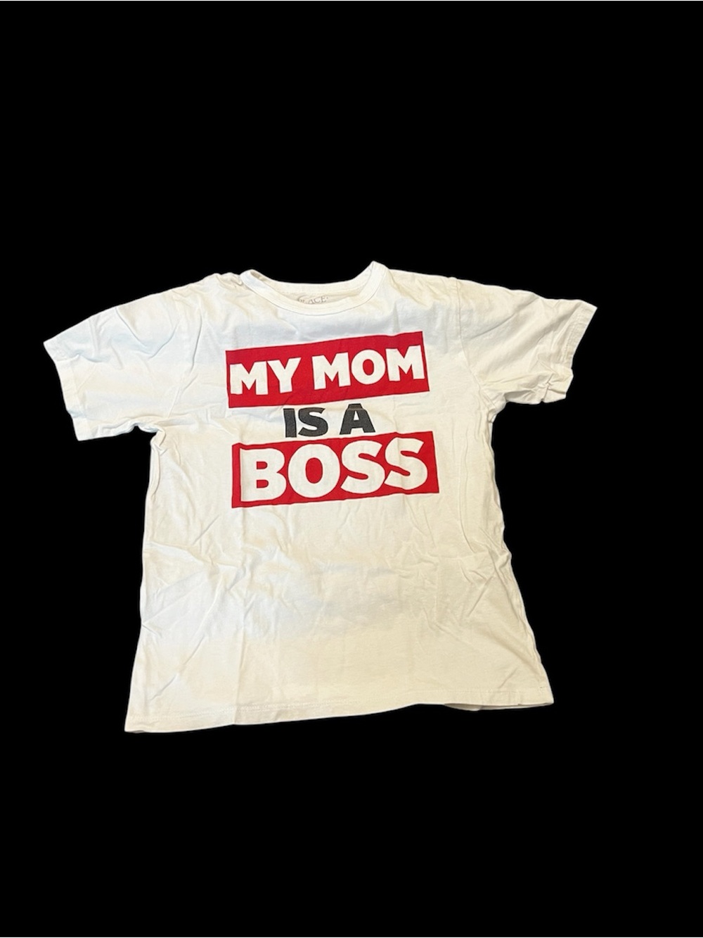 The Children's Place White Graphic Tee with Red and Black "My Mom Is A Boss"